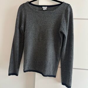 Jigsaw Black and Gray Striped Sweater